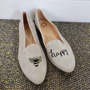 Beige "Bee Happy" Suede Loafers - C Wonder - Women's Slip-On Flats